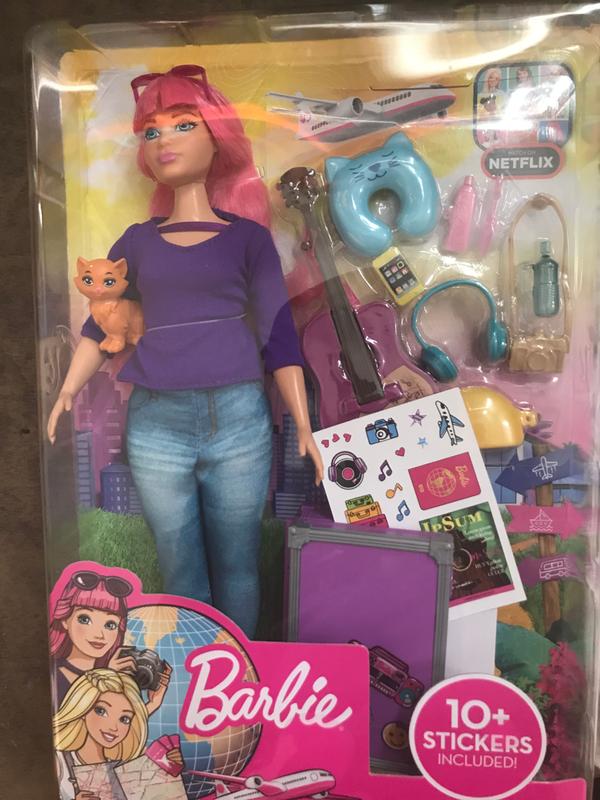 Barbie Daisy Doll, Pink Hair, with Kitten, Guitar, Opening