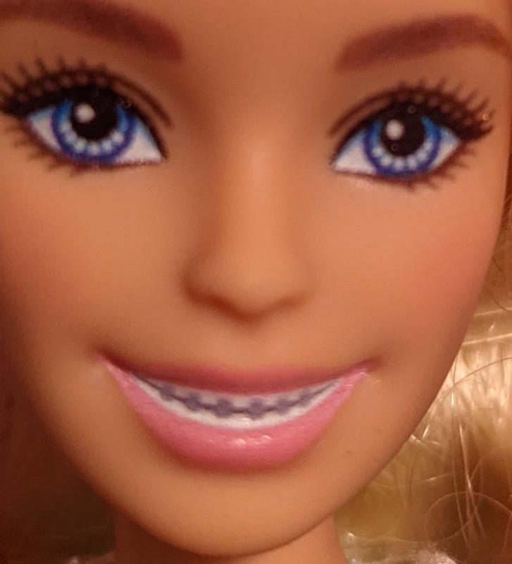 Barbie Fashionista Doll #197 with Braces and Rainbow Dress