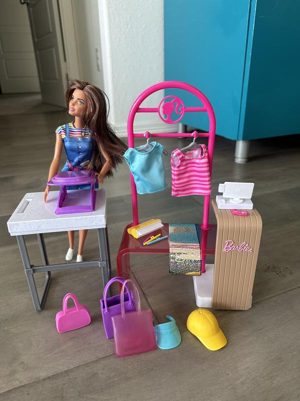 Barbie Doll & Accessories, Make & Sell Boutique Playset with Display Rack,  Create Foil Designs Medium