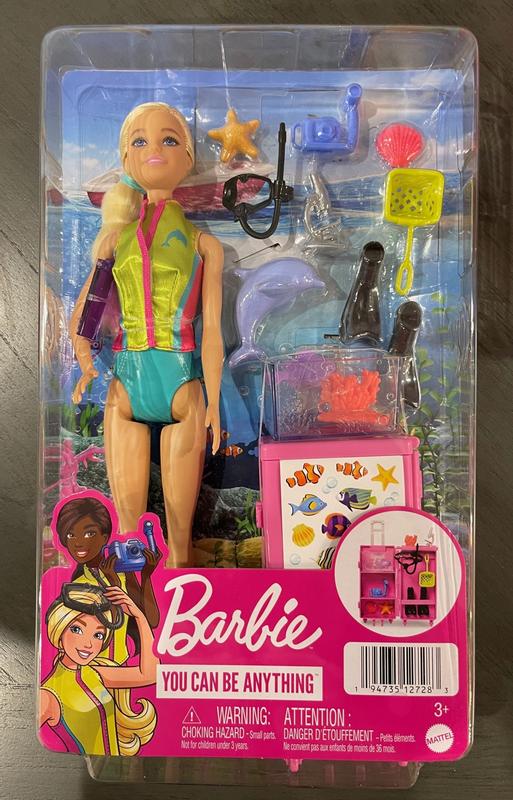 Barbie Dolls & Accessories, Marine Biologist Doll (Blonde) & Mobile Lab  Playset with 10+ Pieces, Case Opens for Storage & Travel, Ages 3+ 