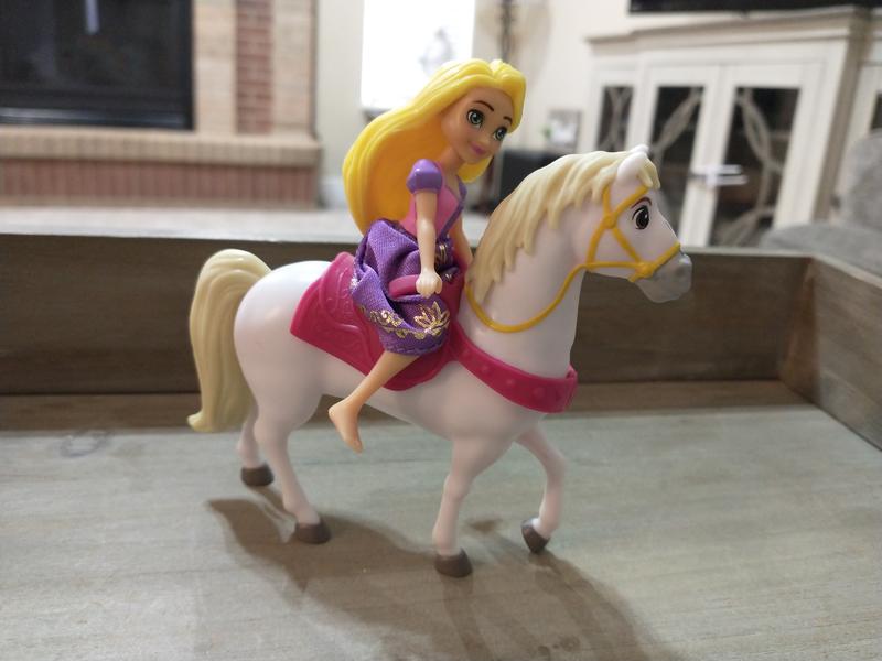 Bambola cavallo giocattolo Maximus DISNEY Rapunzel bianco dorato statuina  p