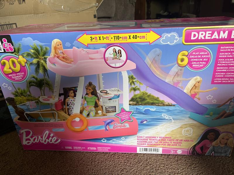 Barbie Boat with Pool and Slide, Dream Boat Playset Includes 20+ Pieces  Like Dolphin and Accessories