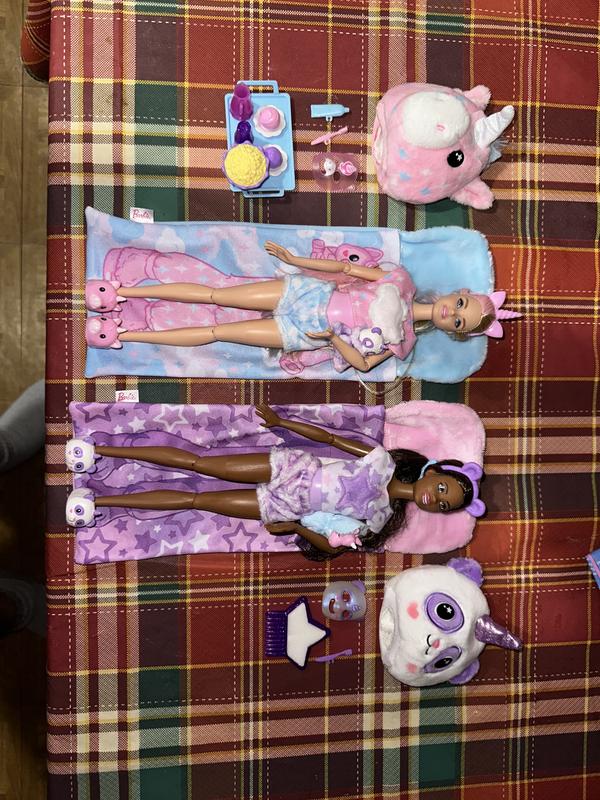 Barbie Cutie Reveal Gift Set with 2 Dolls & 2 Pets, Cozy Cute Tees Slumber  Party with 35+ Surprises, Color Change & Costume Sleeping Bags