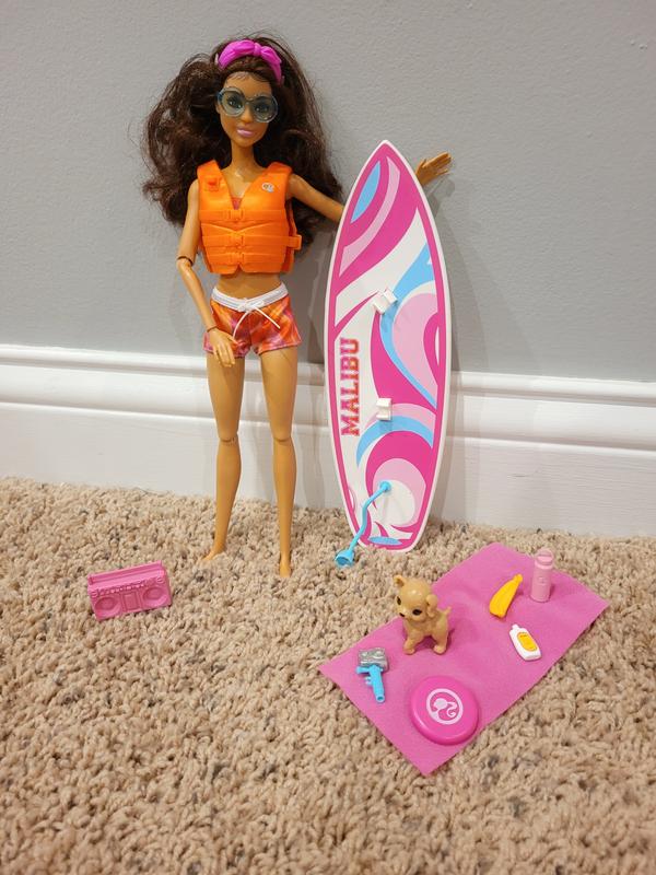 Barbie with surfboard hot sale