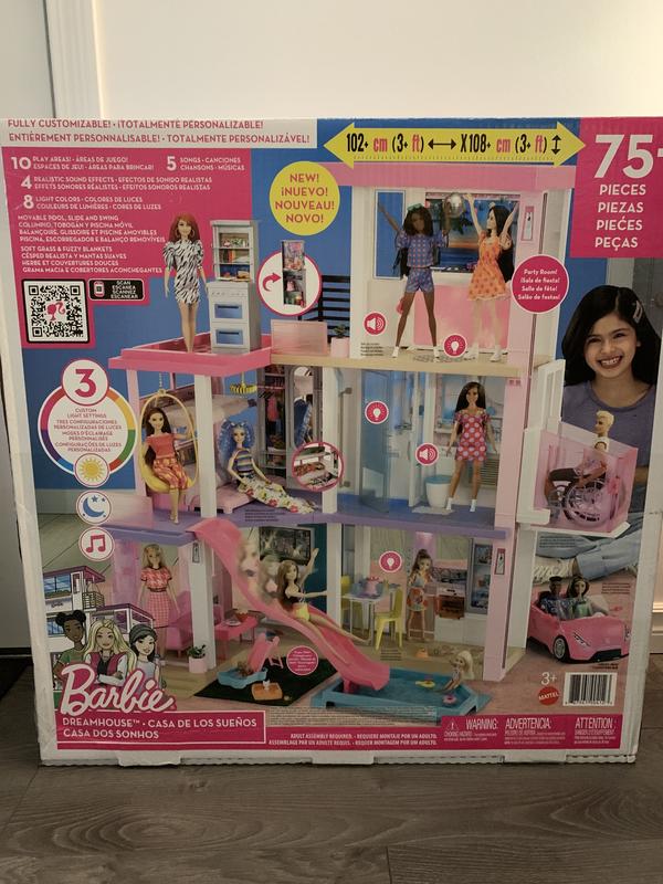 Mega casa dos sonhos da barbie dreamhouse + 75 peças - mattel no