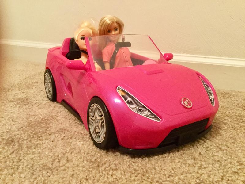 Barbie Voiture Cabriolet Rose pour poupée, décapotable avec deux