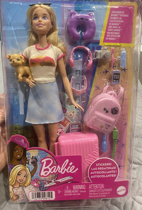 Barbie - coffret poupée barbie en voyage avec chiot - poupée mannequin - 3  ans et + v002226 Barbie