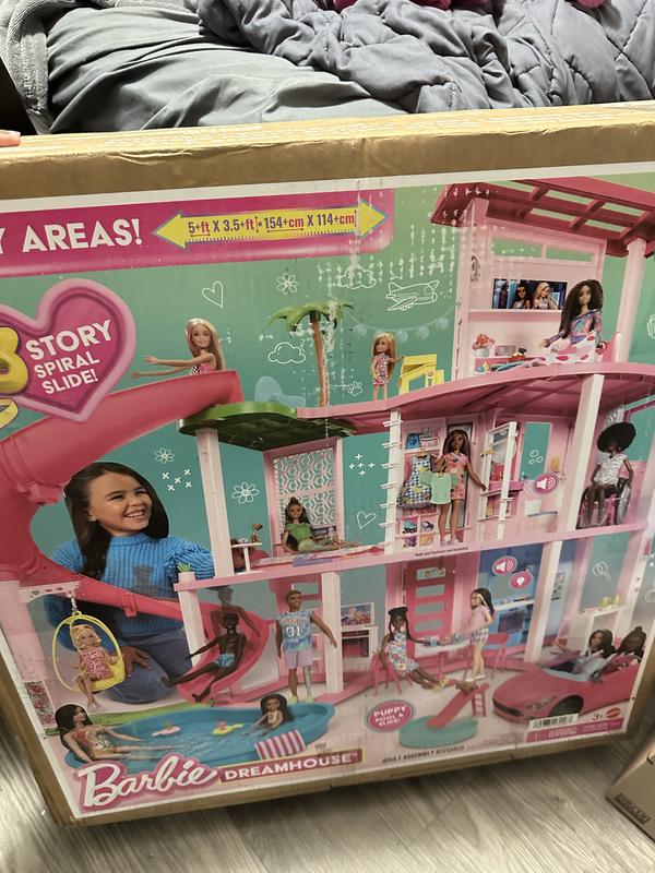 Barbie Dreamhouse Pool Party Doll House with 75+ pc, 3 Story Slide
