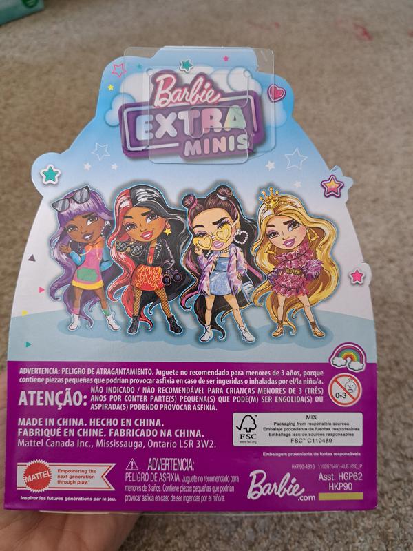 Back of the package. My daughter is now interested in amassing more of the Barbie Extra Mini collection!