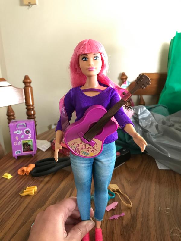 Barbie Daisy Doll, Pink Hair, with Kitten, Guitar, Opening