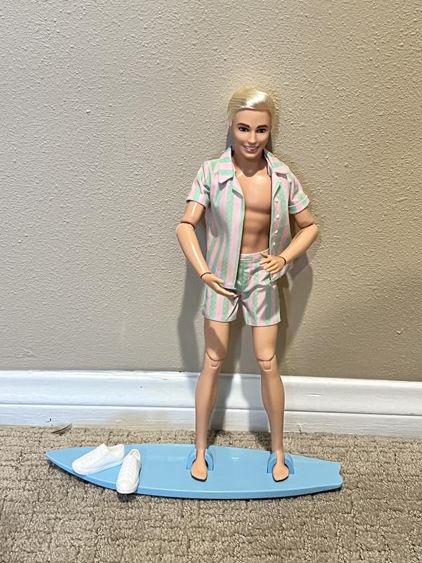 Ken Doll Wearing Pastel Striped Beach Matching Set – Barbie The Movie