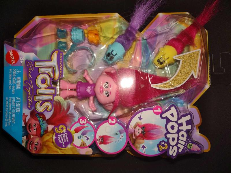 DreamWorks Trolls Band Together Hair Pops Poppy Small Doll and Accessories,  Toys Inspired by the Movie