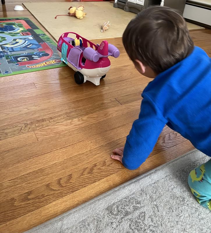 Airplane has wheels and can be pushed around, however product is large and can take up space