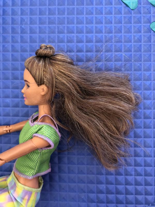 Barbie Made to Move Doll with 22 Flexible Joints & Long Wavy Brunette Hair  We