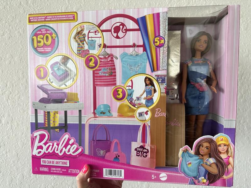 Barbie Doll & Accessories, Make & Sell Boutique Playset with Display Rack,  Create Foil Designs Medium