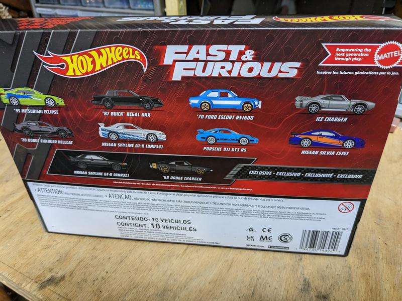 Hot Wheels Cars, Fast & Furious themed 10-Pack Of Vehicles