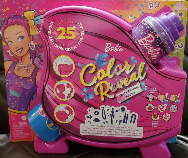 Barbie Color Reveal Glitter, Bambole con 25 acconciature e sorprese a tema  festa, per bambini 3+ anni. Mattel (HBG38) - Barbie - Bambole Fashion -  Giocattoli