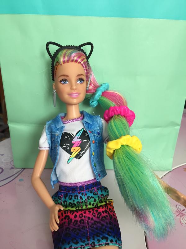 Barbie Leopard Rainbow Hair Doll with Colour-Change Feature New/boxed 