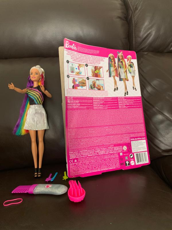 Barbie Rainbow Sparkle Hair Doll Featuring Extra-Long 7.5-inch Blonde Hair  with a Hidden Rainbow of Five Colors, Sparkle Gel and Comb and Hairstyling