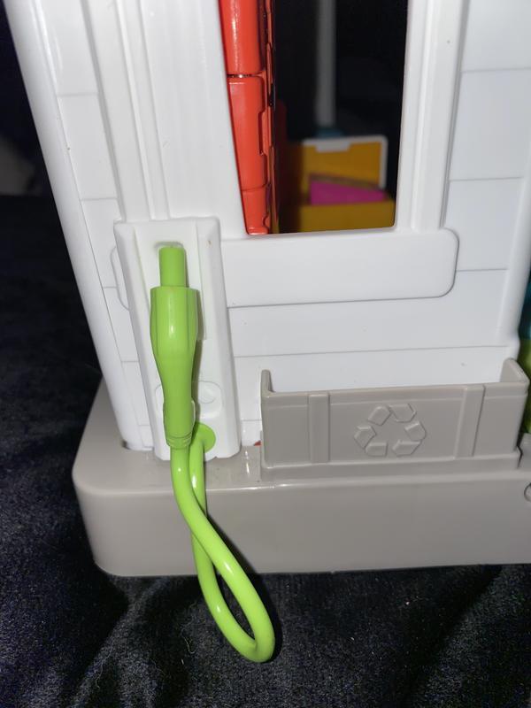 The gas pump fits the little people cars! And my little one loves pretending he is fueling them up!