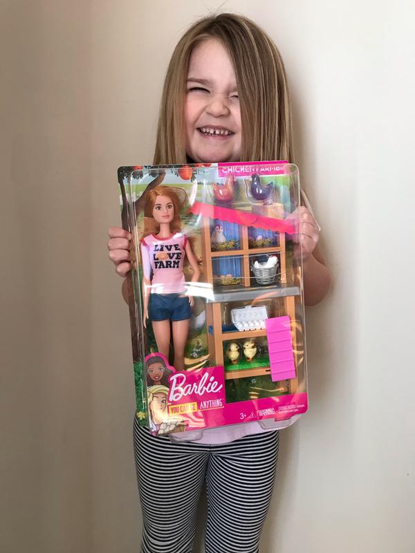 Barbie Métiers coffret poupée Fermière Rousse avec poulailler, 3 Po