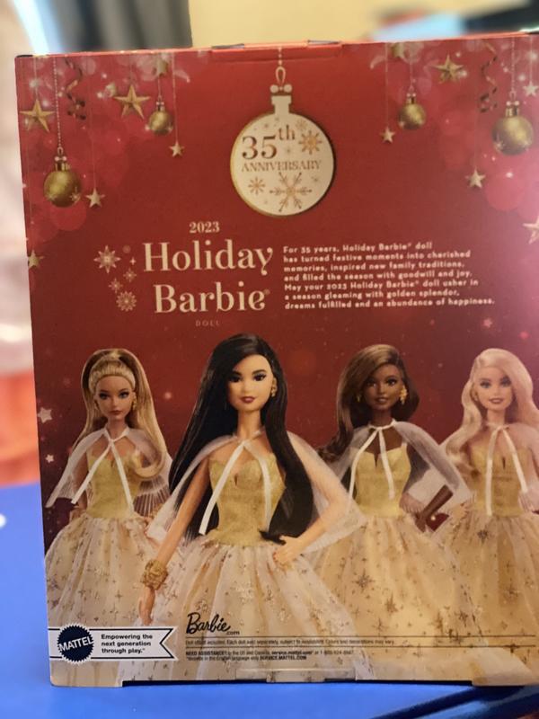 Barbie 13 Signature 2023 Holiday Collector Doll with Golden Gown and Black  Hair