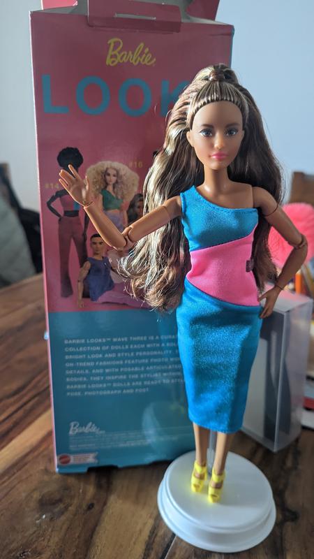 Barbie Looks Doll, Brunette, Color Block One-Shoulder Midi Dress