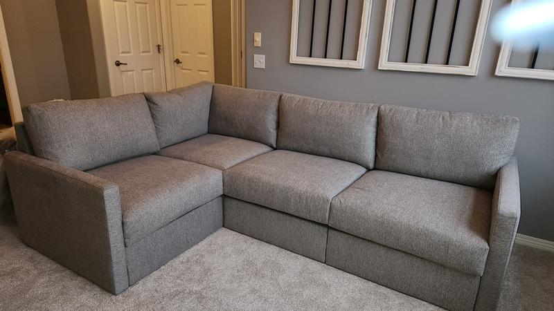 Flex Pebble 5-Seat Sectional with Wide Arm and Storage Ottoman –