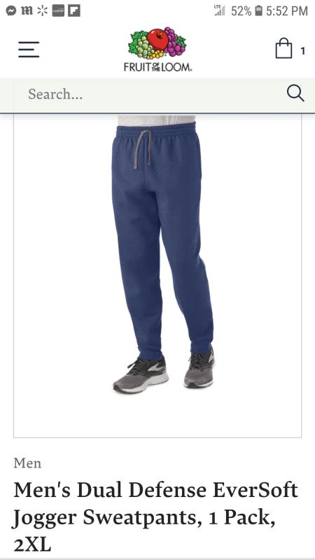 fruit of the loom men's dual defense eversoft jogger sweatpants