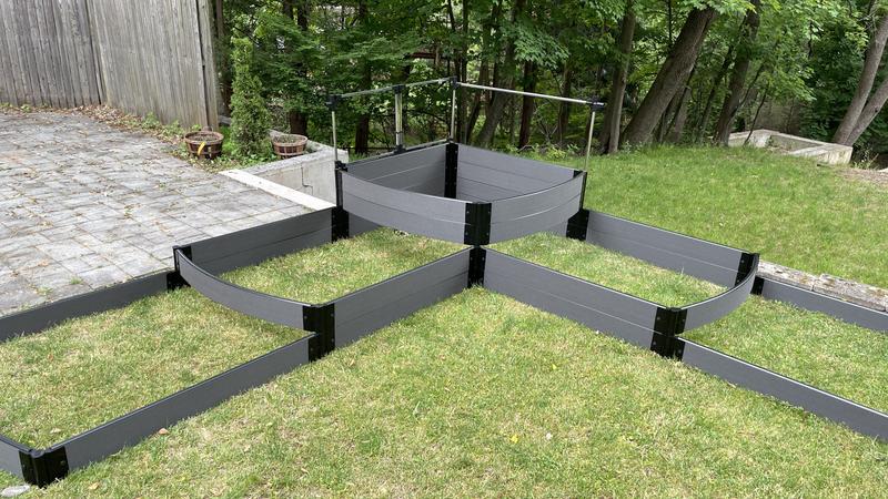 Frame It All Weathered Wood Raised Garden Bed Split Waterfall Tri-Level ...