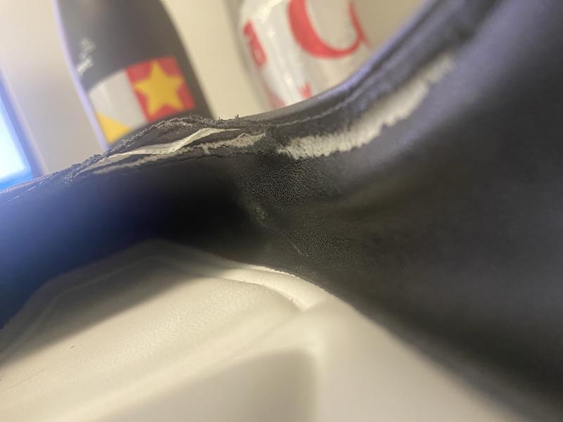 Right shoe ripped seam