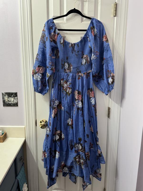 morning glory floral smocked long sleeve maxi dress Morning Glory Floral Smocked Long Sleeve Maxi Dress (Women)
