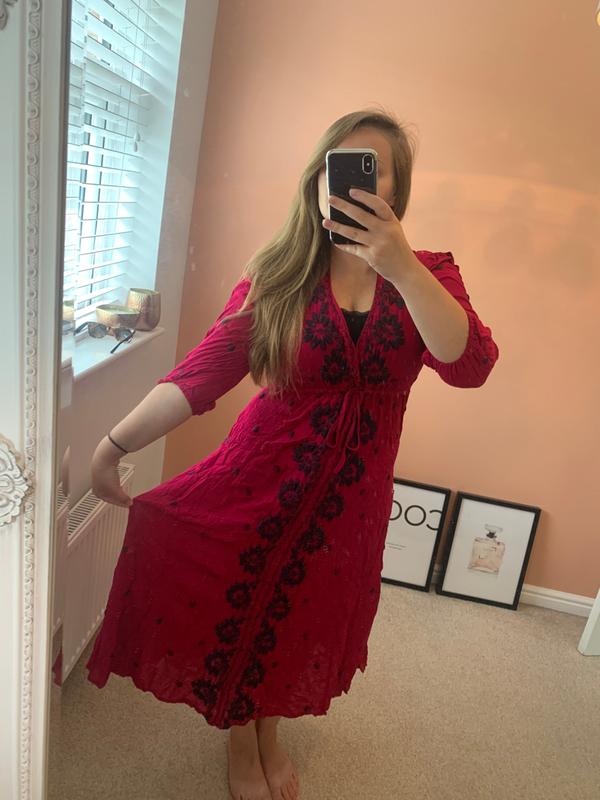 Striped Dresses Free People Monday Midi Dress Embroidered