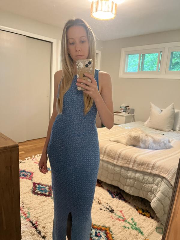 free people mindy sweater midi dress Free People Mindy Sweater Midi Dress in Aqua Combo