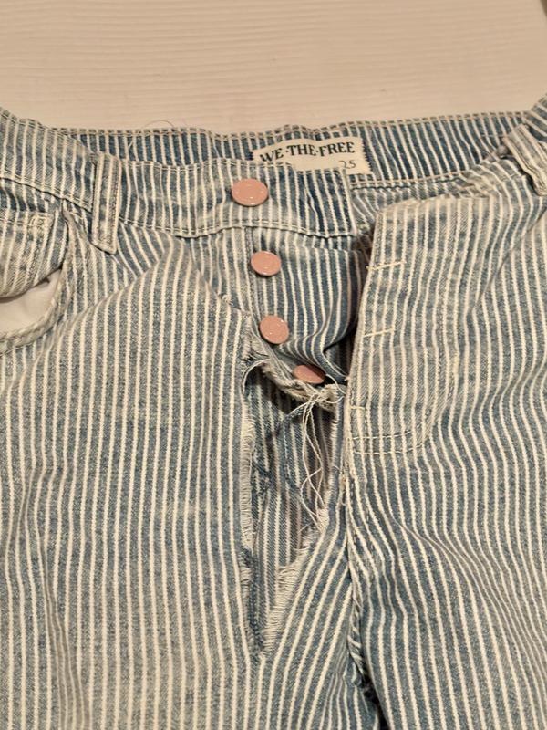 We The Free Good Luck Mid-Rise Stripe Barrel Jeans | Free People