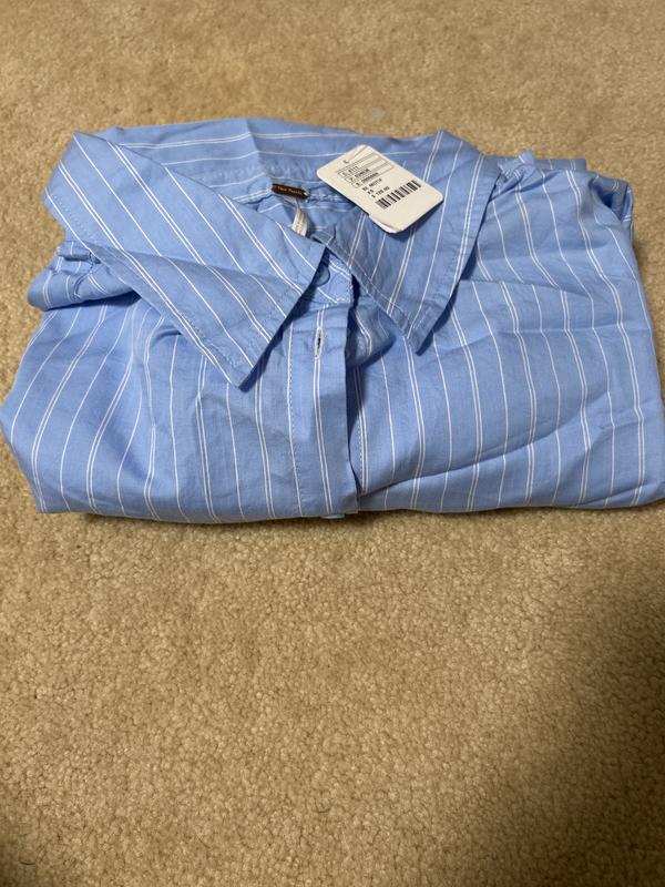 【新品】MY WEAKNESS SHAUN SHIRT BLUE STRIPE Navy Shaun Textured Stripe Short Sleeve Shirt | Men's Tops