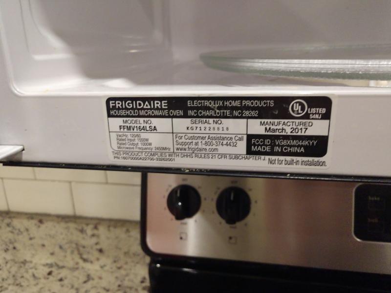 Frigidaire FFMV164LS Over the Range Microwave Oven, Appliances Connection