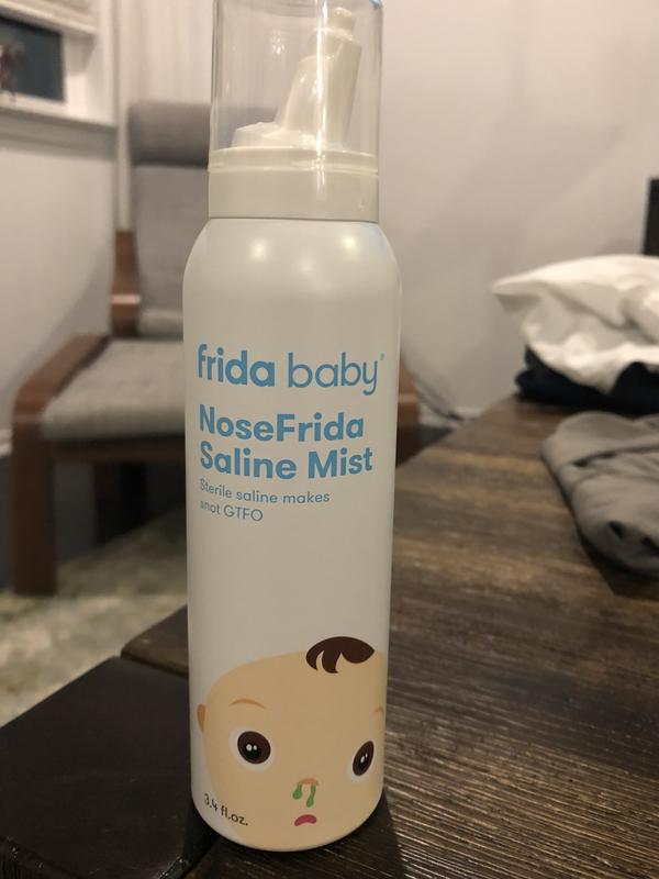 Frida Baby NoseFrida Saline Mist | Baby Saline Nasal Spray to Soften Nasal  Passages for Use Before NoseFrida The SnotSucker, 3.4 fl.oz.