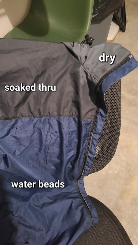 Blue is waterproof. Grey isn't