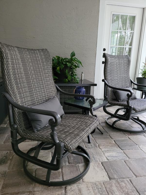 Carlisle Woven Swivel Rocker Lounge Chairs with High Back UV Top Coat Set of 2