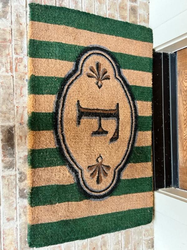 Ameile Cabana Stripe Monogrammed Coco Door Mat - Green, G, 36 x 72 in  Green - Frontgate - Yahoo Shopping