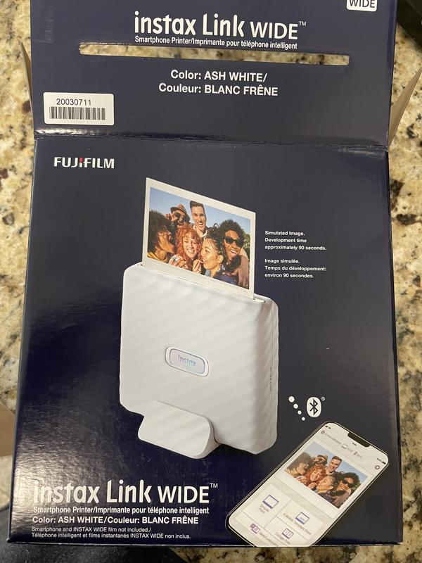 Fujifilm Instax Link Wide Smartphone Printer, Ash White 16719550