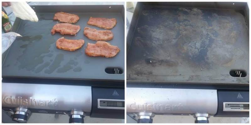 getting ready to cook Pork Chops & Fish before and after use of griddle