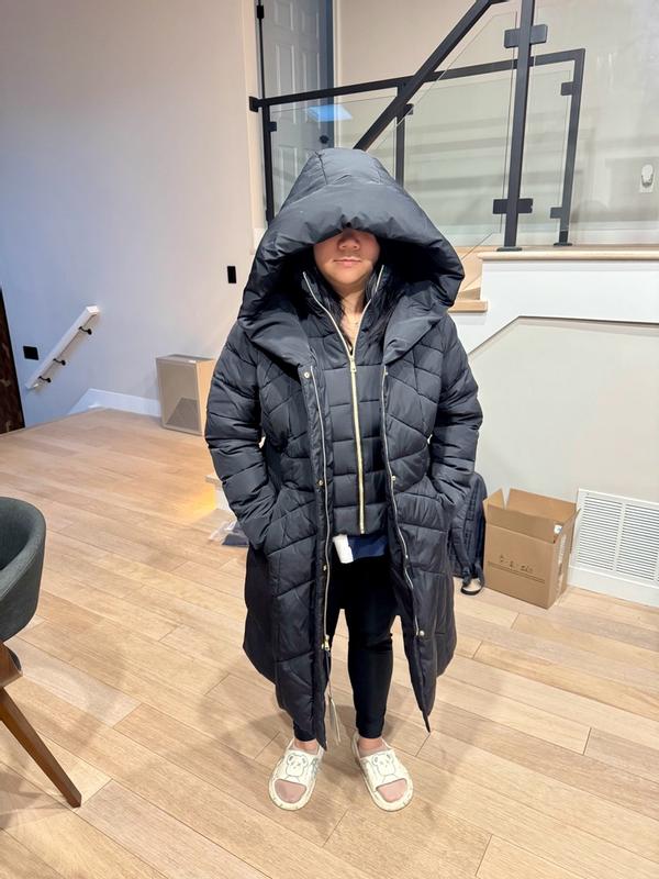 Cole Haan Signature Taffeta Puffer Coat with Quilted Zip Bib