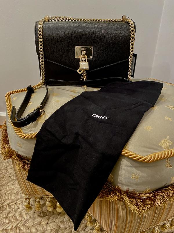 Dkny elissa large leather shoulder flap sale