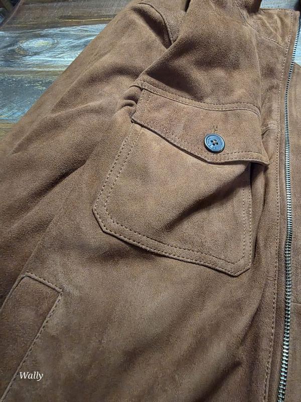 Customer photo for "Cole Haan definitely outdid themselves with this smooth bomber jacket!"