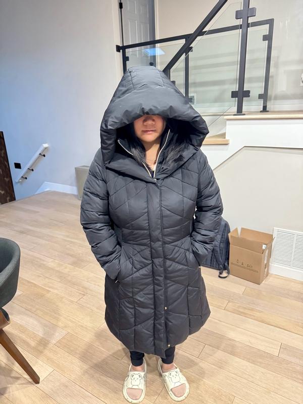ジャケット・アウター CARPENTER PUFF COAT NYLON TAFFETA Cole Haan Signature Taffeta Puffer Coat with Quilted Zip Bib