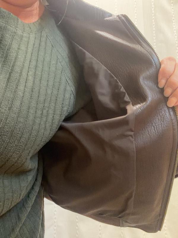 Customer photo for "Perfect leather crop jacket for Fall"