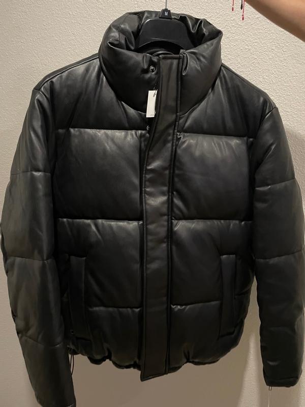 フリースジャケット   Classic Faux Leather Puffer Jacket Calvin Klein Men's Faux Leather Classic Puffer Jacket - Macy's