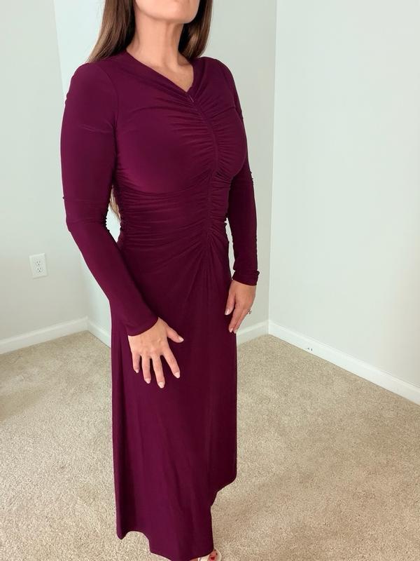 Customer photo for "The fit of the dress is flattering and the color is beautiful."